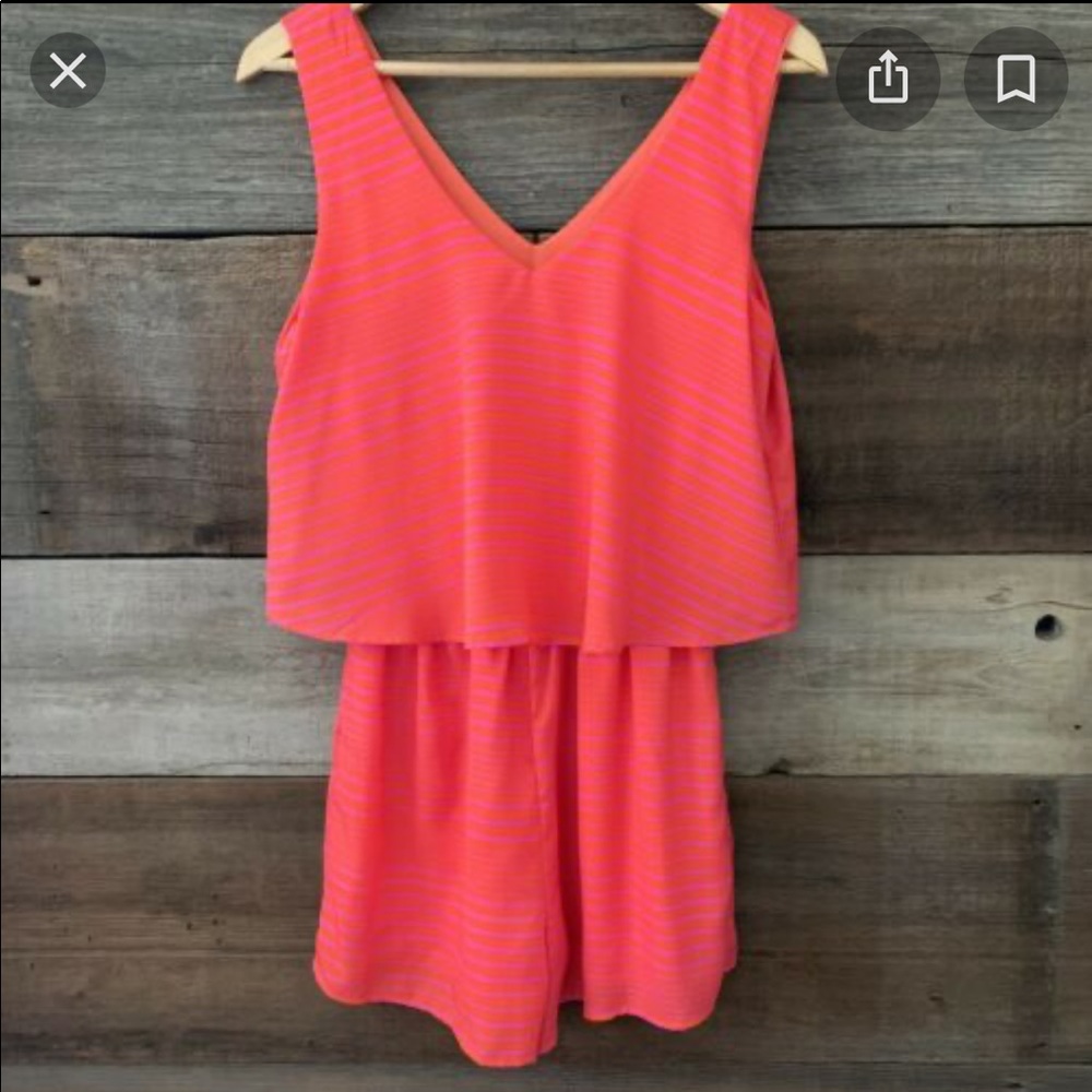 Everly boutique orange and pink romper